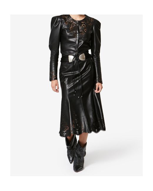 Isabel Marant Black Nerida Broderie Leather Top