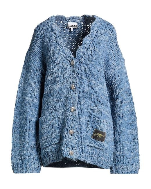 Ganni Blue Long Sleeves Cardigan