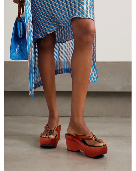 Dries Van Noten Red Platform High-Heeled Sandals