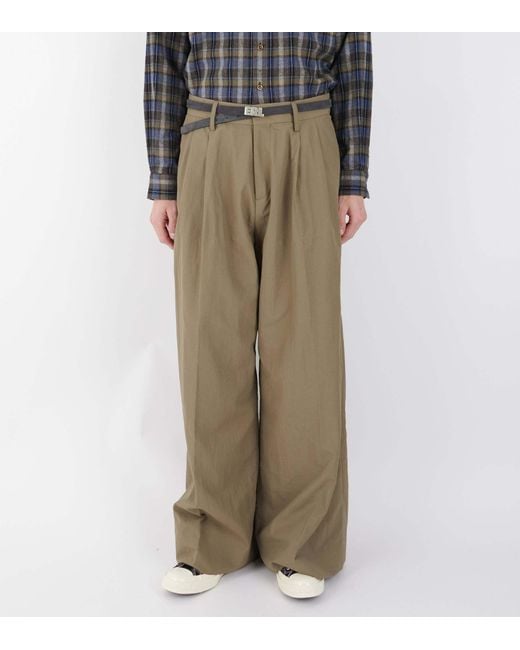 ERL Green Pleated Wide Trousers for men