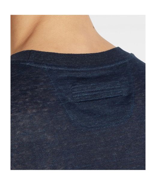 Zegna Blue Fine-Knit Linen T-Shirt for men