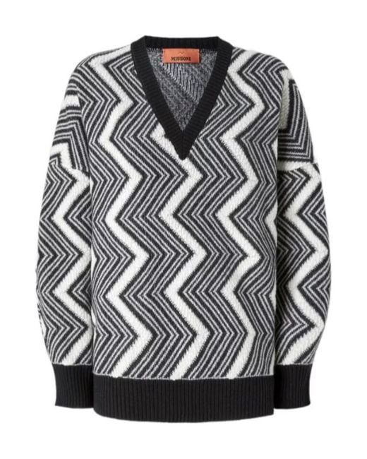 Missoni Gray Zigzag Wool Sweater