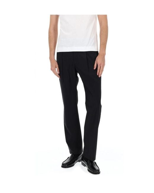 Herno Black Pleated Tailored Trousers for men