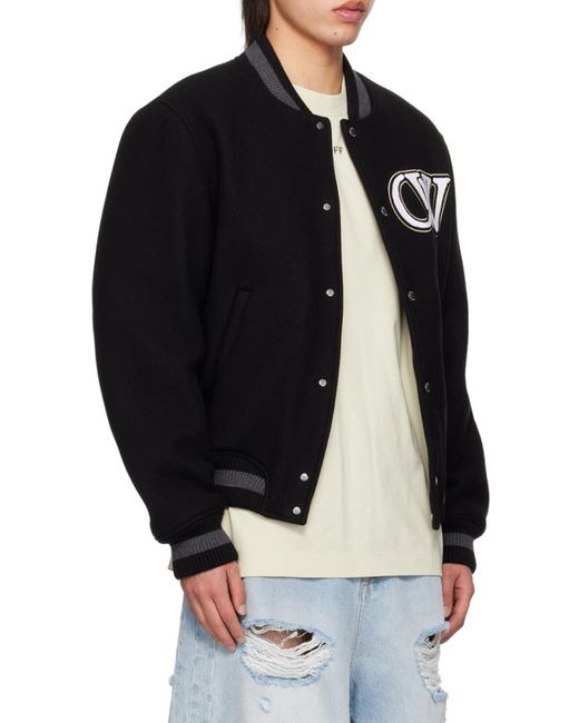 Off-White c/o Virgil Abloh Black Varsity Bomber Jacket for men