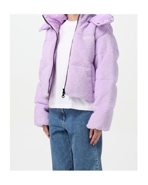 Duvetica Purple Logo Zip-Up Down Jacket