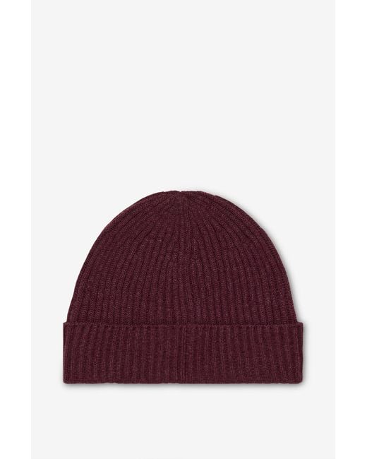 Brunello Cucinelli Red Ribbed Knit Hat for men