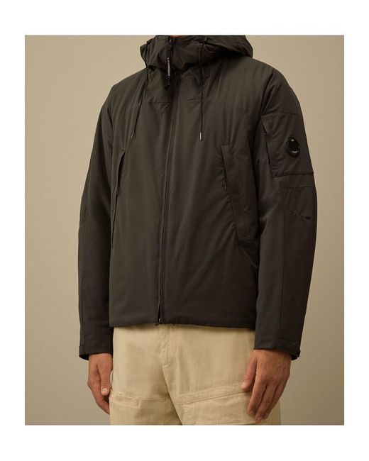C P Company Black Long Sleeve Hooded Cotton Coat for men