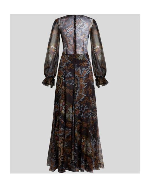 Etro Black Printed Silk Dress