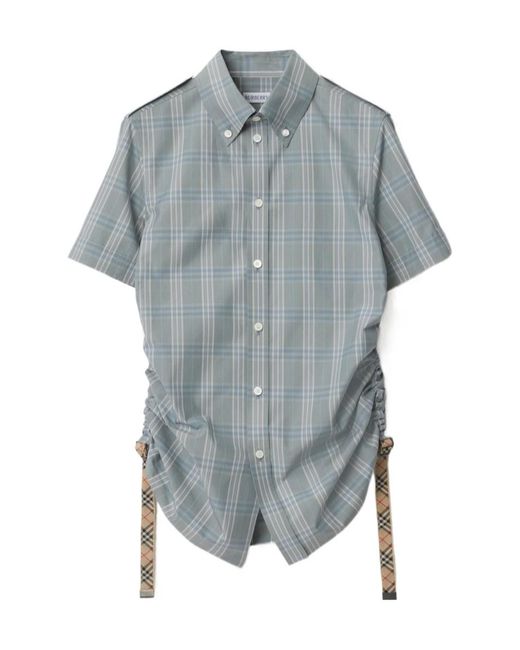 Burberry Blue Slim Fit Checked Shirt