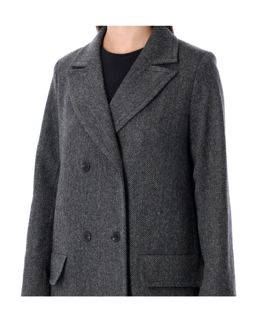 A.P.C. Black Double-Breasted Tailored Coat