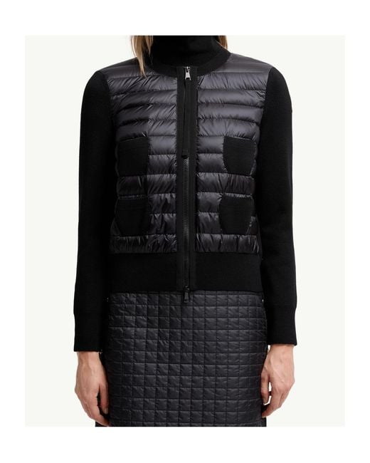 Moncler Black Padded Wool Zip-Up Cardigan