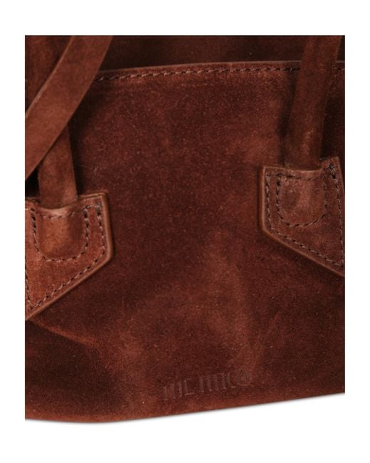 The Attico Brown Mini La Passeggiata Suede Handbag