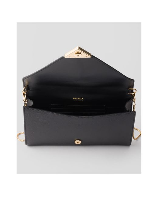 Prada Saffiano Leather Mini-Bag in Black | Lyst