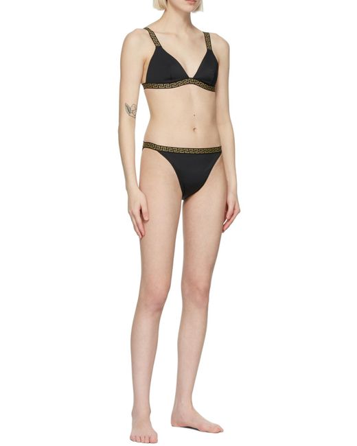 Versace Black Greca Trim Bikini Bottoms
