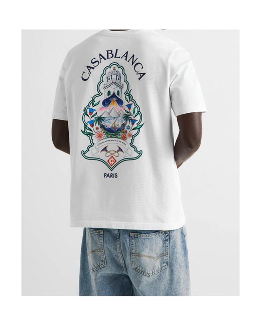 Casablanca White Printed T-Shirt for men