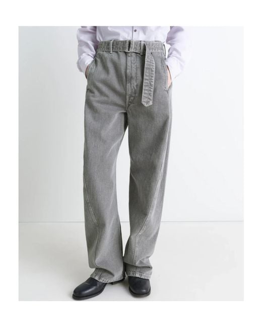 Lemaire Gray Twisted Belted Pants for men