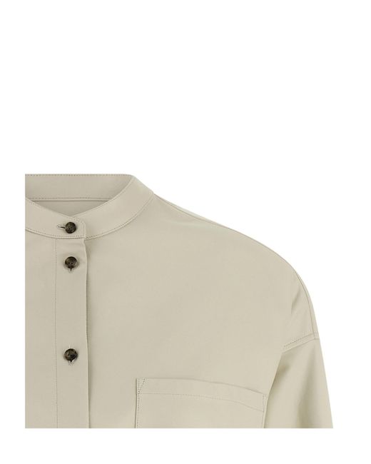 Yves Salomon White Oversized Leather Shirt