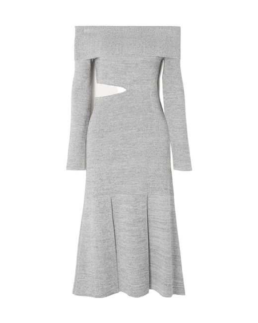 Proenza Schouler Gray Off-Shoulder Cutout Dress