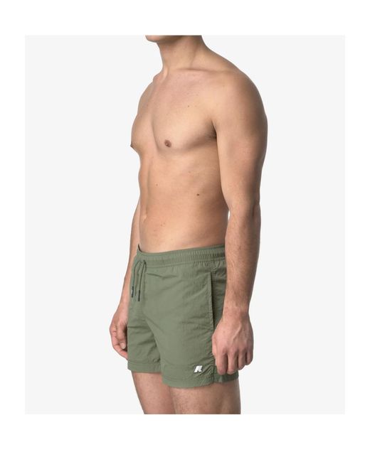 K-Way Green Drawstring Waist Swim Shorts for men