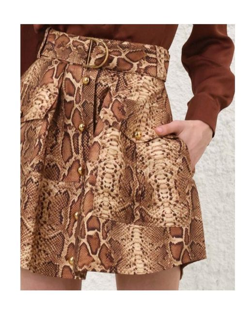 Zimmermann Brown Hypnotic Utility Mini Skirt