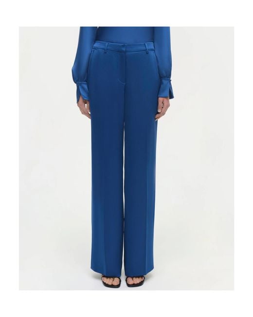 Jonathan Simkhai Blue Wide-Leg Casual Pants
