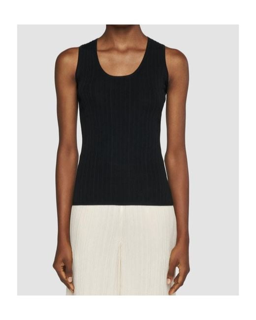 Joseph Black Keyhole Ribbed Top