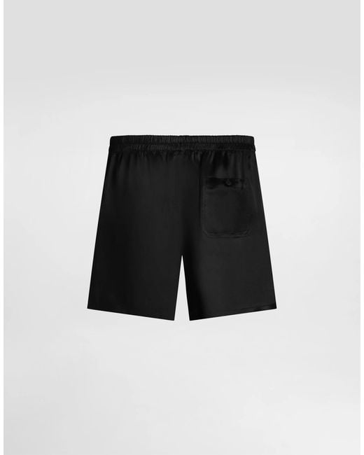 Dolce & Gabbana Black Elastic Waist Satin Boxer Shorts for men