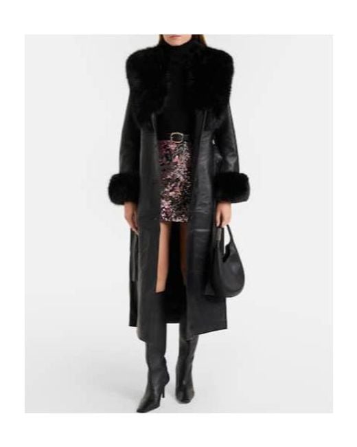 Self-Portrait Black Belted Leather Coat