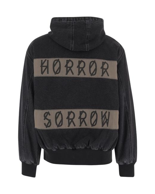 44 Label Group Black Embroidered Denim Jacket for men