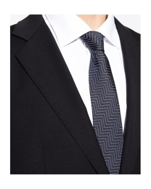 Giorgio Armani Blue Geometric-Pattern Silk Tie for men