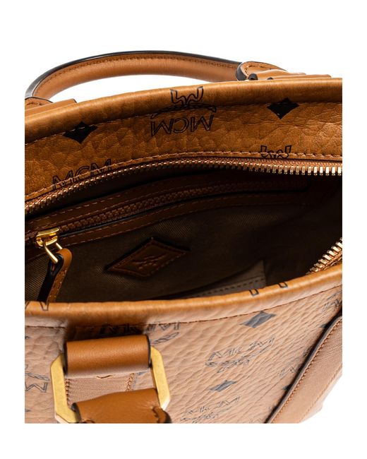 MCM Brown Aren Mini Printed Tote Bag for men