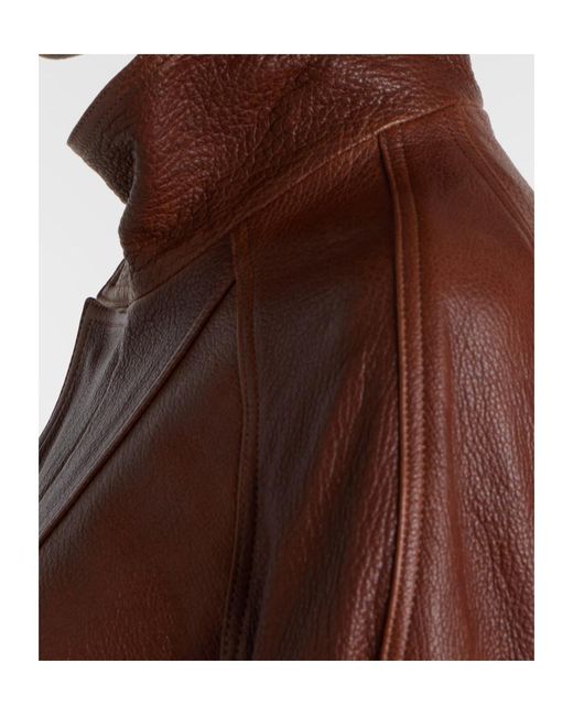 Nour Hammour Brown Ariste Leather Bomber Jacket