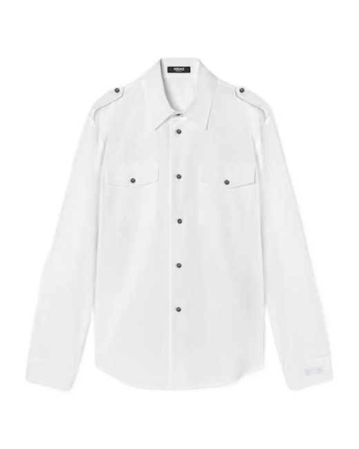 Versace White Long-Sleeved Button-Up Shirt for men