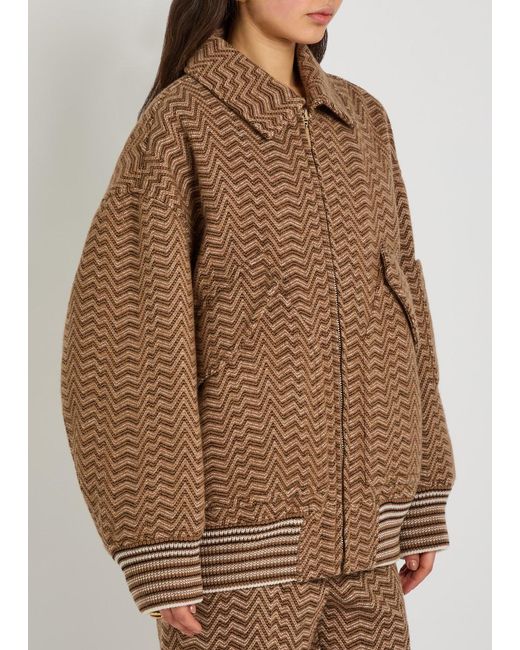 Missoni Brown Zigzag Wool-Blend Bomber Jacket