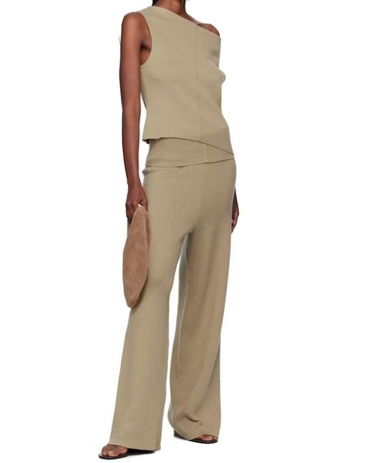 AYA MUSE Natural Ribbed Knitted Casual Pants
