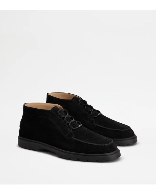 Tod's Black Lace-Up Suede Desert Boots for men