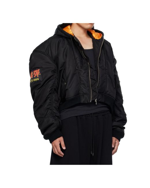 Lu'u Dan Black Patch Bomber Jacket for men