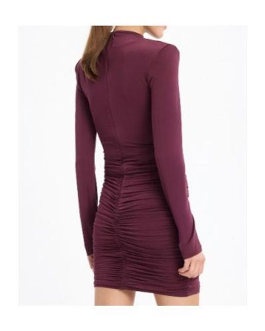 ROTATE BIRGER CHRISTENSEN Purple Draped Ruched Mini Dress