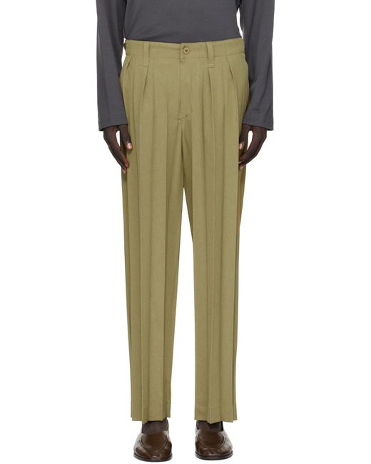 Homme Plissé Issey Miyake Green Homme Plissé Mid Rise Pleated Trousers for men