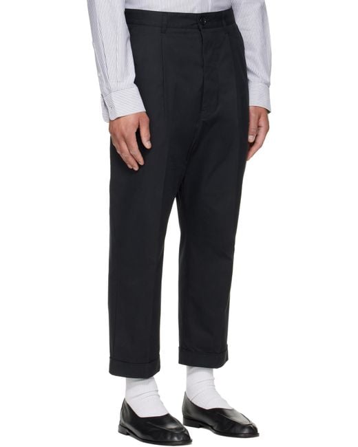 AMI Black Ami Pleated Straight Leg Trousers for men