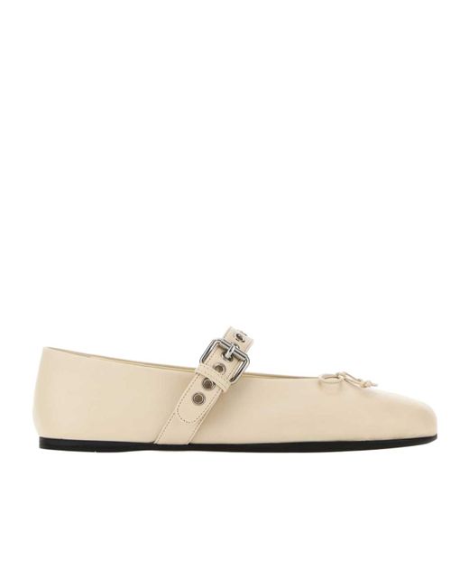 Miu Miu White Bow-Detailed Ballerina Shoes
