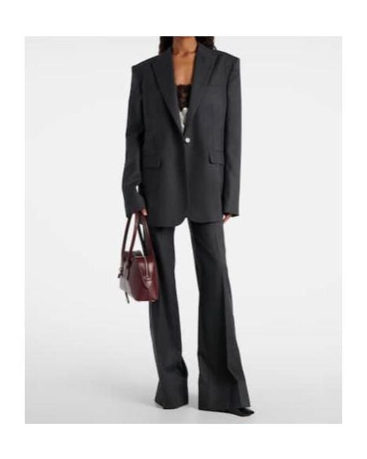 Stella McCartney Blue Wool Flannel Wide-Leg Pants