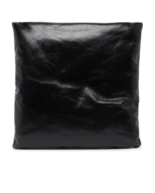 Bottega Veneta Black Logo Square Clutch