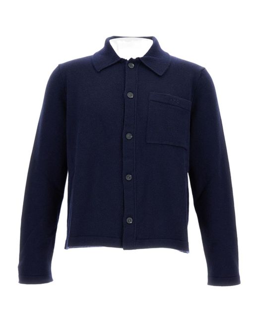A.P.C. Blue Button-Up Coat for men