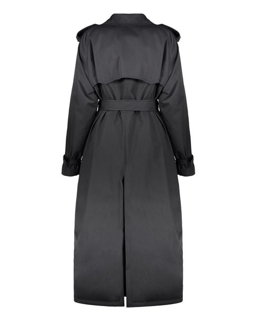 Herno Black Double-Breasted Belted Coat