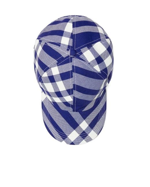 Burberry Blue Plaid-Checked Curved-Peak Baseball Cap for men