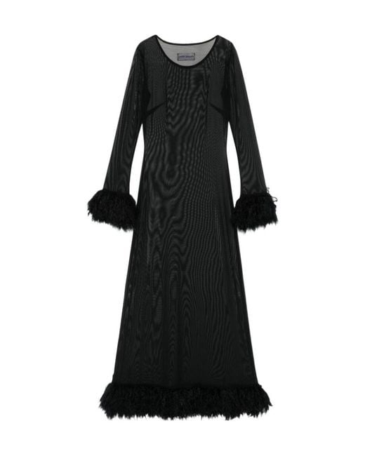 MARINE SERRE Black Sheer Long Sleeved Dress