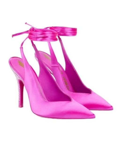 The Attico Pink Venus Embellished Satin Pumps