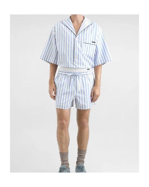 Dolce & Gabbana Blue Striped Drawstring Bermuda Shorts for men