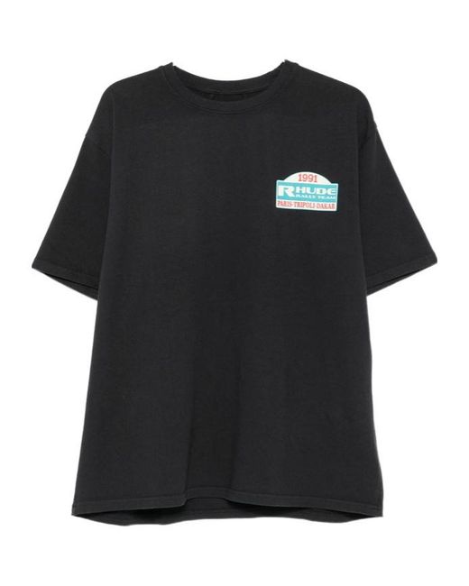 Rhude Black Crew Neck Short-Sleeved T-Shirt for men
